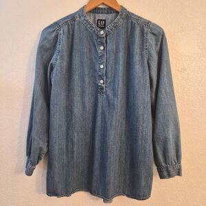 GAP Denim Long-sleeve Flowy Flattering Puff-sleeve Effortless Essential